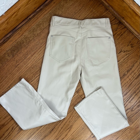Zara | Faux Leather Cream Straight Leg Pants Size 4 - Picture 6 of 15